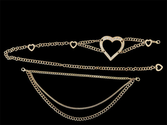 Sparkle Heart Layered Chain Belt
