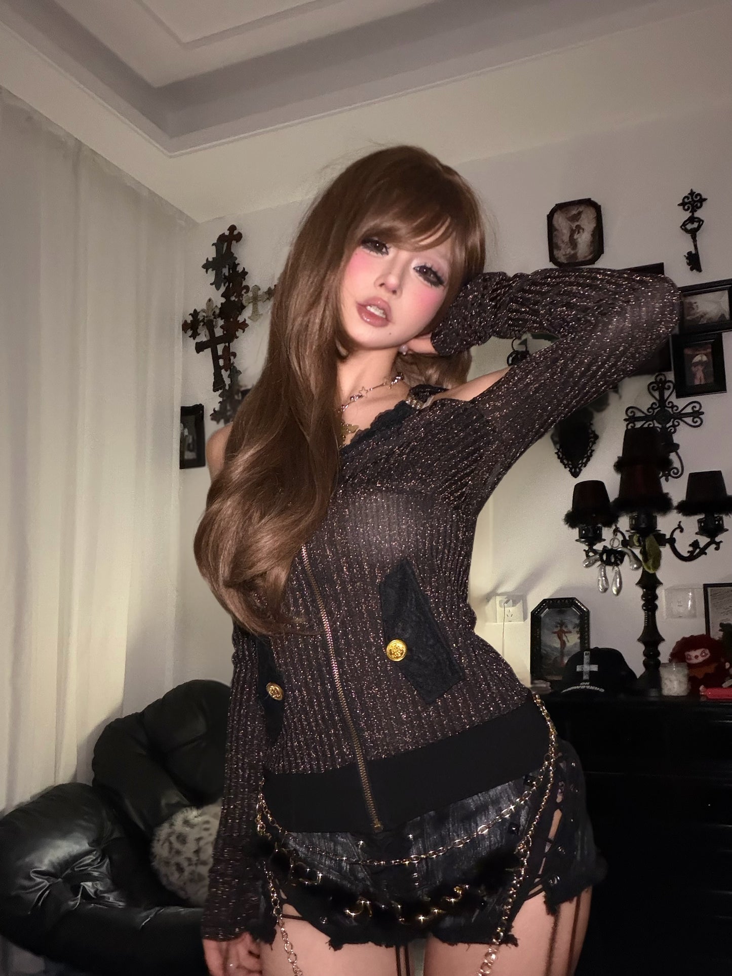 Shibuya Gyaru Striped Lightweight Rayon Hooded Jacket