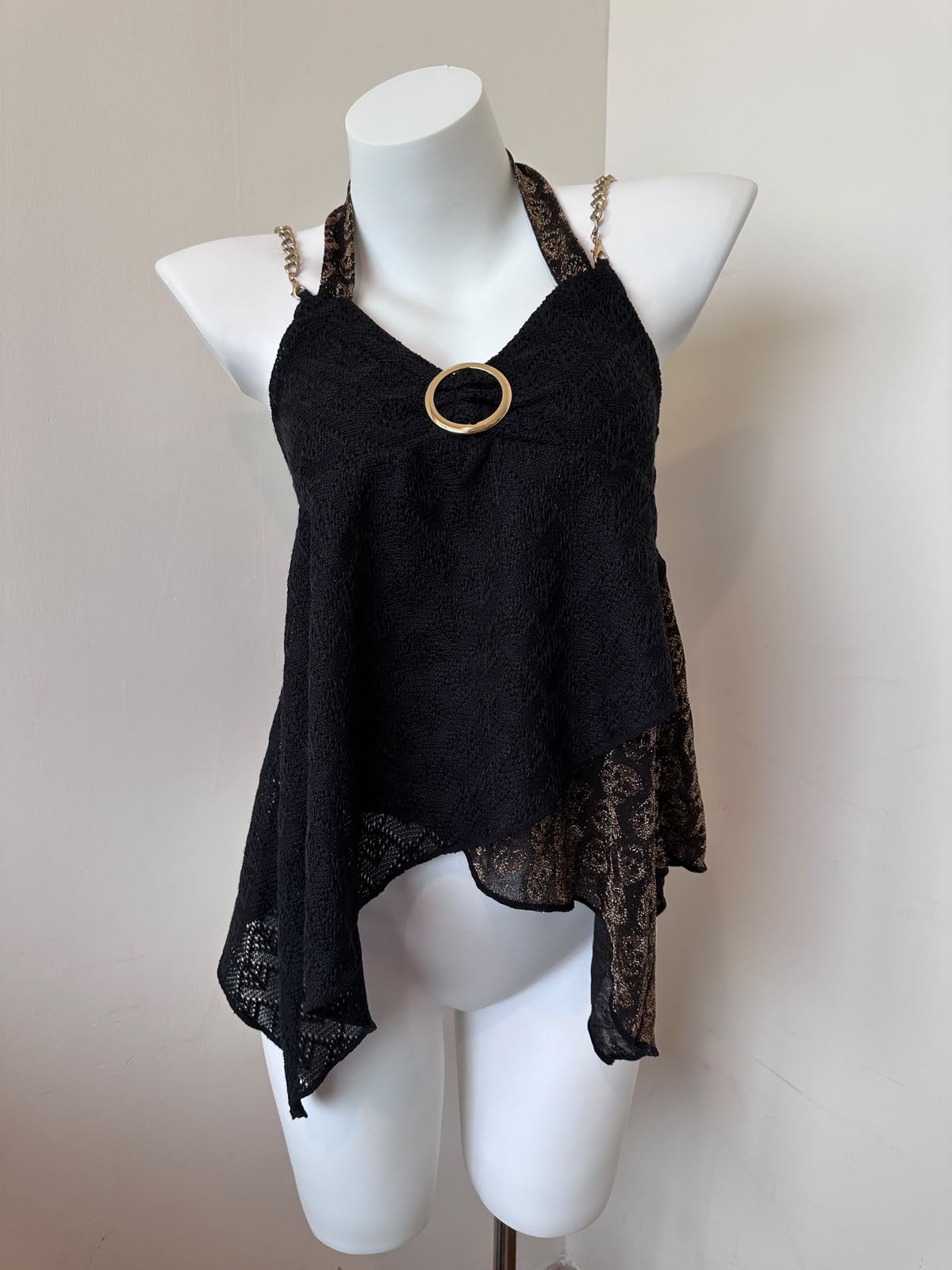Summer GAL Black & Gold Skull Black & White Cami Top