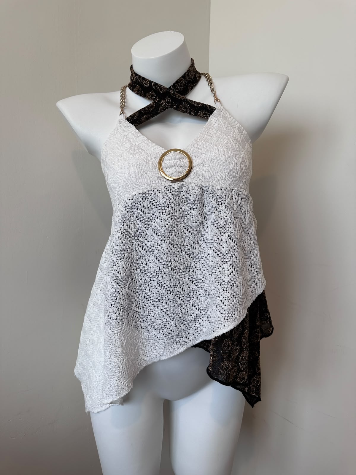Summer GAL Black & Gold Skull Black & White Cami Top