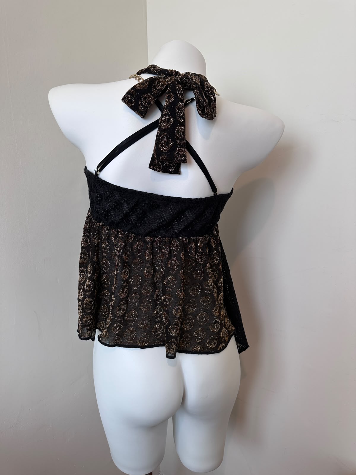 Summer GAL Black & Gold Skull Black & White Cami Top