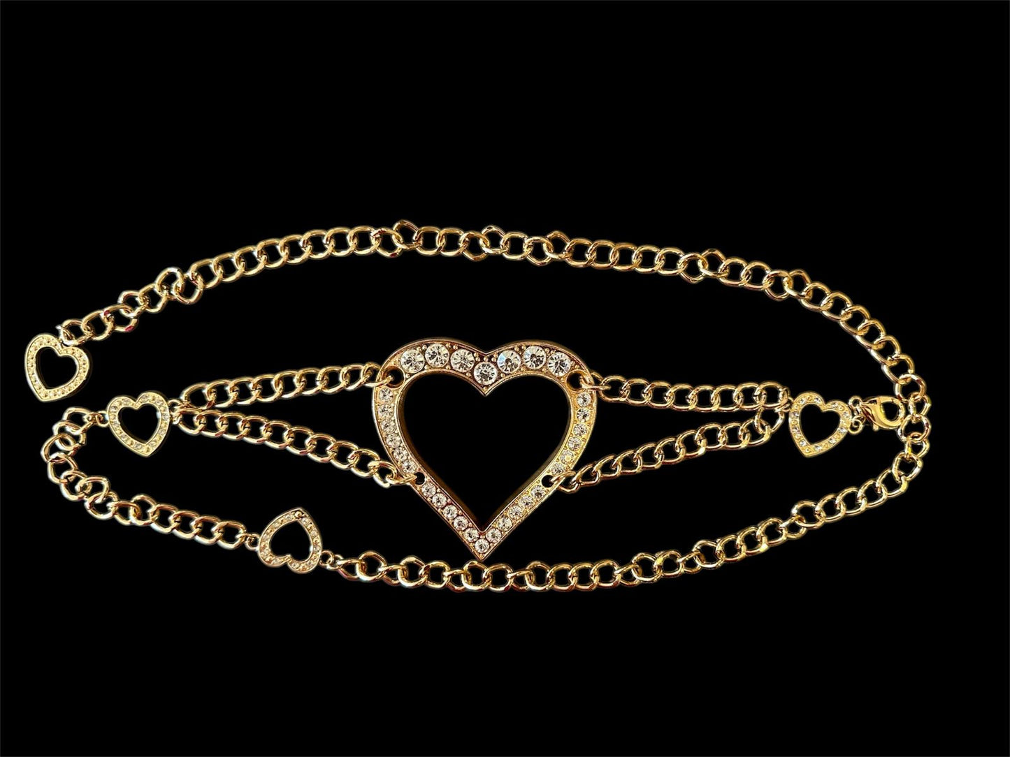Sparkle Heart Layered Chain Belt