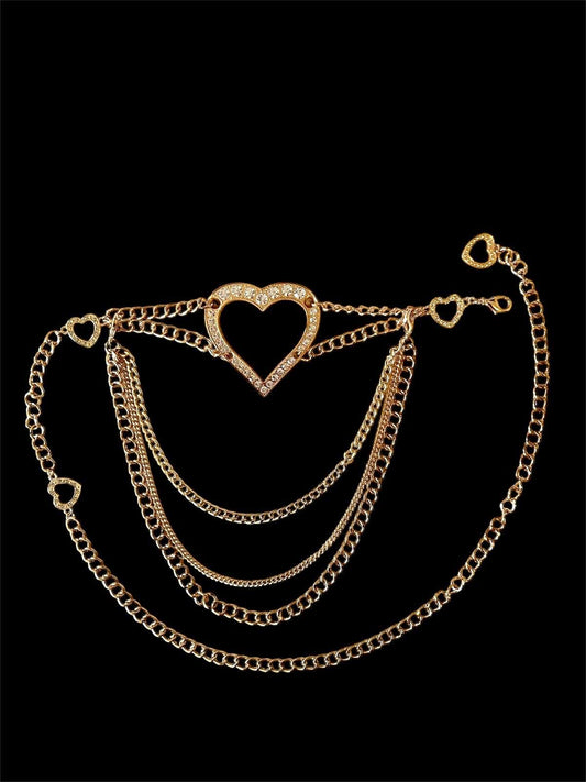 Sparkle Heart Layered Chain Belt